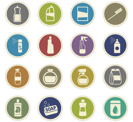 household chemicals icon set