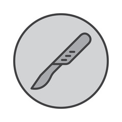 Surgical scalpel filled outline icon, round colorful vector sign, circular flat pictogram. Symbol, logo illustration