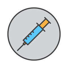 Syringe, injection filled outline icon, round colorful vector sign, circular flat pictogram. Symbol, logo illustration