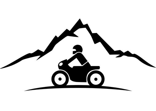 Fototapeta Silhouette Motorrad Berge