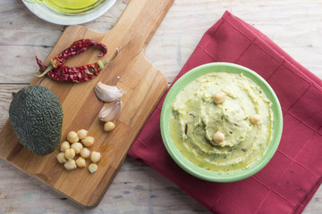 Hummus guacamole with snack