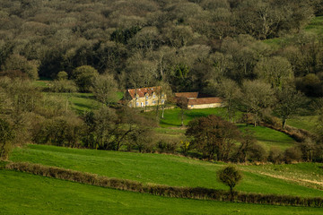 Fototapeta na wymiar Dorset countryside viewed by a ridge outside Bridport.