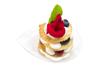 Mini canape with elements of molecular kitchen on white background