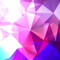 Polygonal vector background. Can be used in cover design, book design, website background. Vector illustration. Pink, blue, white colors.