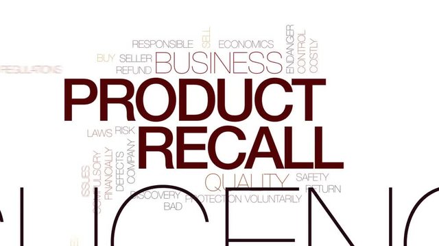 Product recall animated word cloud, text design animation. Kinetic typography.