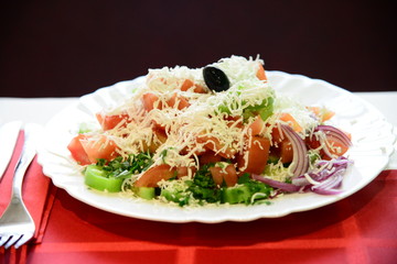 Tradional salad tomato and cucumber shopska salad