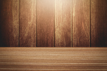 Wood table and wood wall background