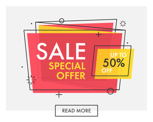 Trendy flat geometric vector banners. Special offer sale.