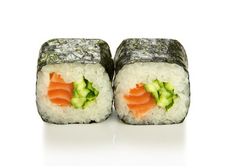 rolls with salmon and cucumber isolated