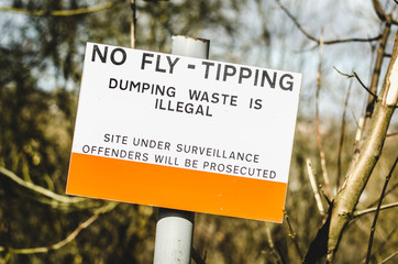 warning fly tipping sign - 143902954