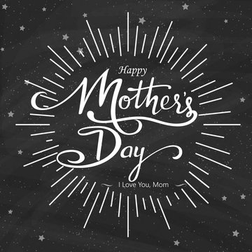 Happy Mother's Day hand drawn lattering. Calligraphy Inscription. Vector illustration banner card may