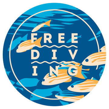 Free Diving and snorkeling design concept and fins flat vector illustration