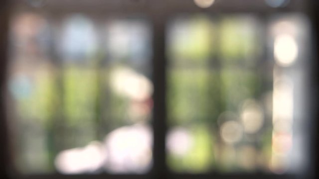 Blurry windows indoor. Blurred nature and light.