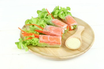 salad roll  with crab stick and lettuce