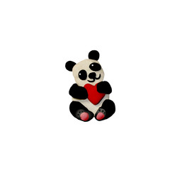 Plasticine  baby panda sculpture isolated © onanana