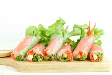 salad roll  with crab stick and lettuce
