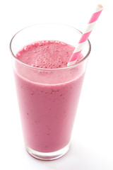 Raspberry smoothie isolated on white background
