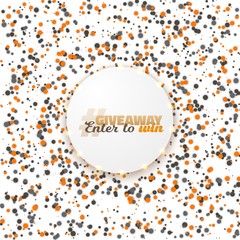 Illustration of Giveaway Competition Template. Realistic Vector Button with Confetti Isolated on White. Enter to Win Prize Concept