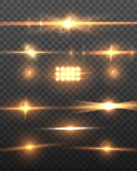 Illustration of Vector Lens Flare Effect. Realistic Camera Lens Flare Set