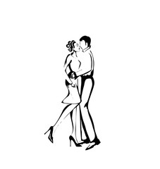 the icon of cute couple of man and woman. pleasure meeting and love atmosphere. beautiful woman is in the date. The man and women are dressed in a business style.