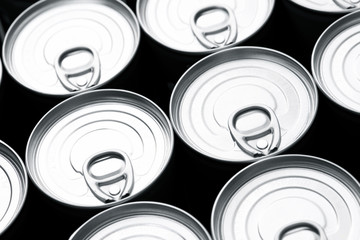 Cans close up