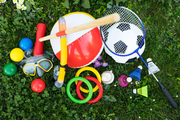 draufsicht mit sommer outdoor spielzeug