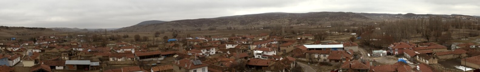 Fototapeta na wymiar Panoramic landscape of a small town in Anatolia 