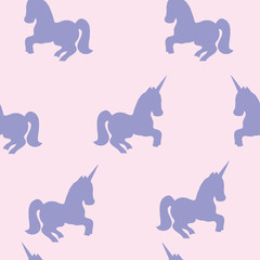 Seamless pattern with unicorns. Vector picture. 