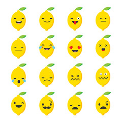 Emotions Lemon. Vector style smile icons. 