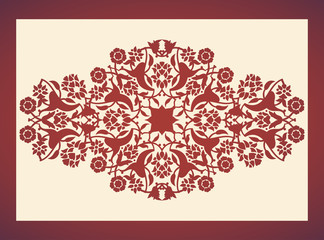 Laser cut floral arabesque ornament pattern vector. Template cutting wedding invitation, greeting card