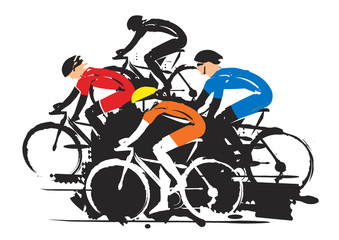 Road Cycling Race.
Expressive stylized drawing of road cyclists, imitating drawing ink and brush. Vector available.