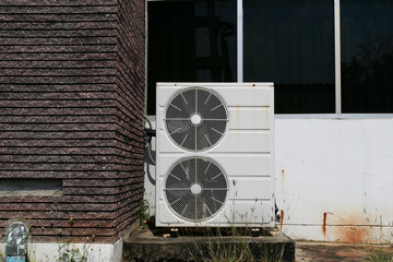 Outdoor old condensing unit of the air conditioner 