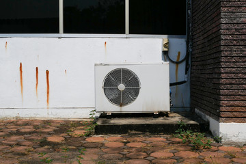 Outdoor old condensing unit of the air conditioner 