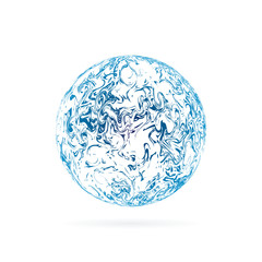 Blue sphere, flowing design, vector illustration