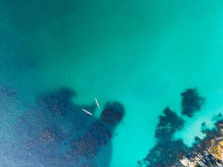 Aerial shot of Clifton with canoes