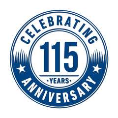 115 years anniversary logo template. Vector and illustration.