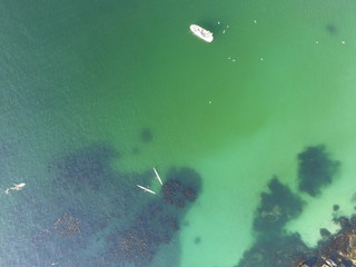 Aerial shot of Clifton with canoes