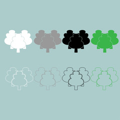 Three tree green black grey white icon.
