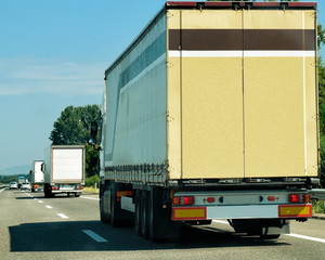 Trucks on roadway Switzerland