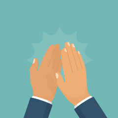 Clapping hands. Applause clap hands. Vector illustration flat design. Isolated on background. Gesture bravo.