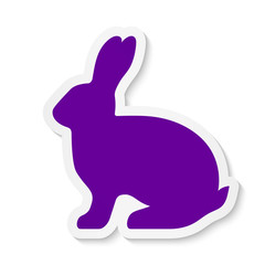 Blank purple flat rabbit sticker icon isolated on white background. Vector illustration. EPS10