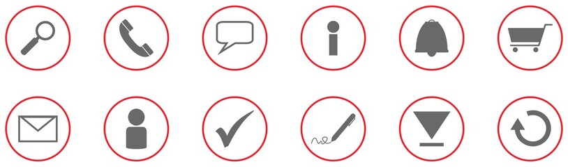 Sammlung von 12 Business Icons rot grau