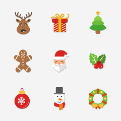 Christmas bright icons collection - vector illustration. 