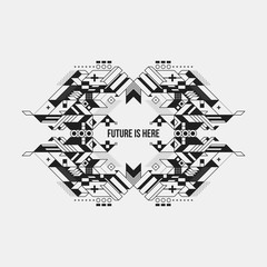 Futuristic symmetric design element on white background. Useful for prints and posters.