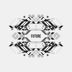 Futuristic symmetric design element on white background. Useful for prints and posters.