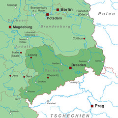 Bundesland Sachsen - Landkarte (in Grün)