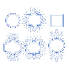 Set of monogram geometric floral frames