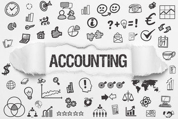 Accounting / weißes Papier mit Symbole