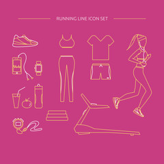 Running line icon set.
