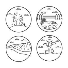 Landscape line icon set.